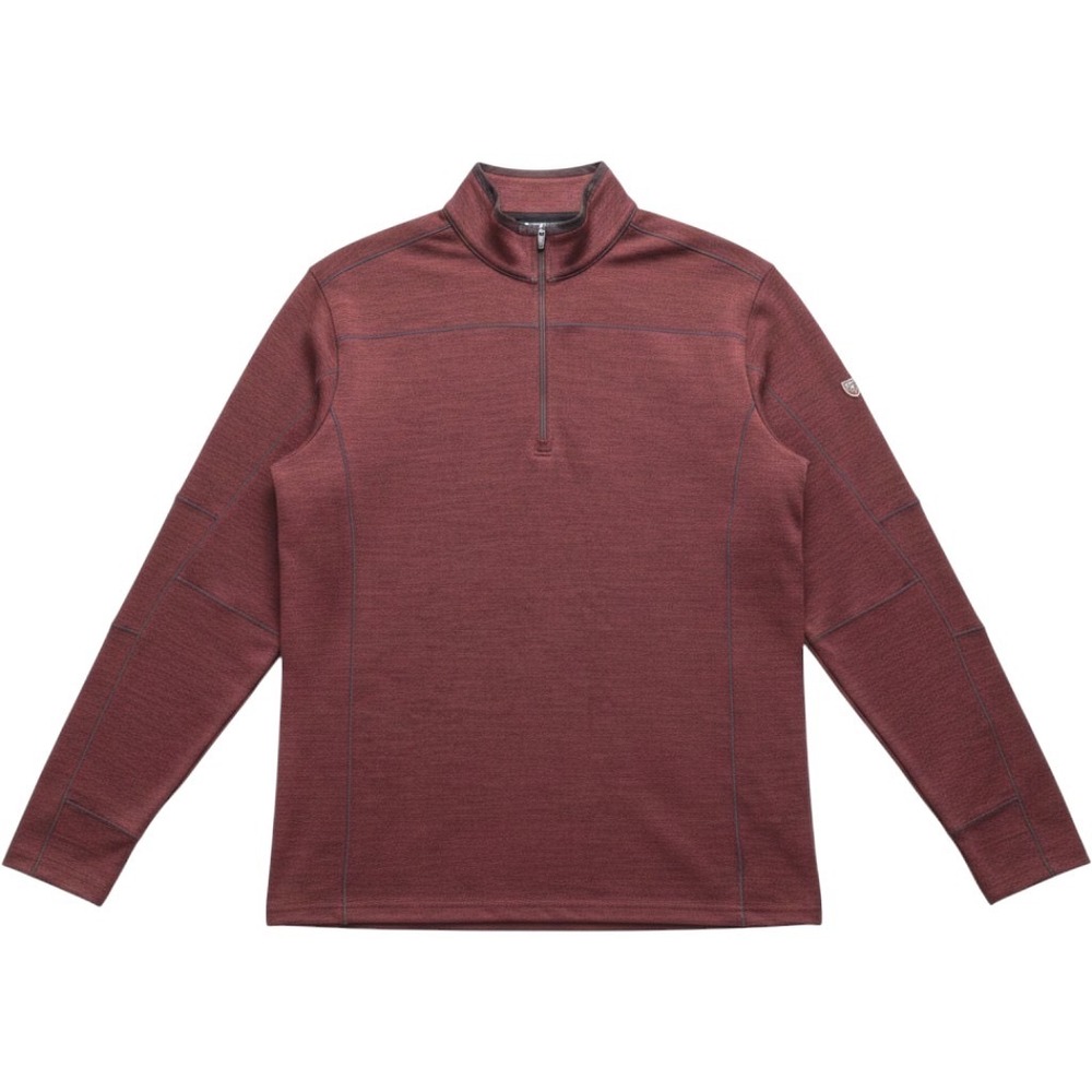 Kuhl Mens Revel 1/4 Zip Pullover Rust Maroon Heathered Sweater - Large